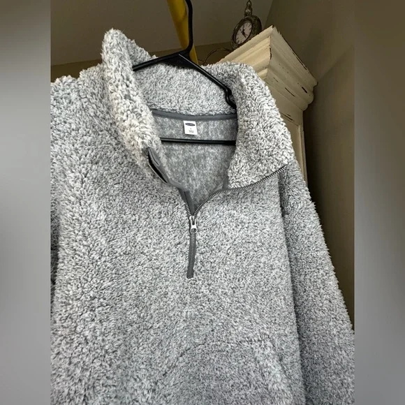 Old Navy - Cozy Gray Women's Quarter Zip Sweater - Picture 2 of 4